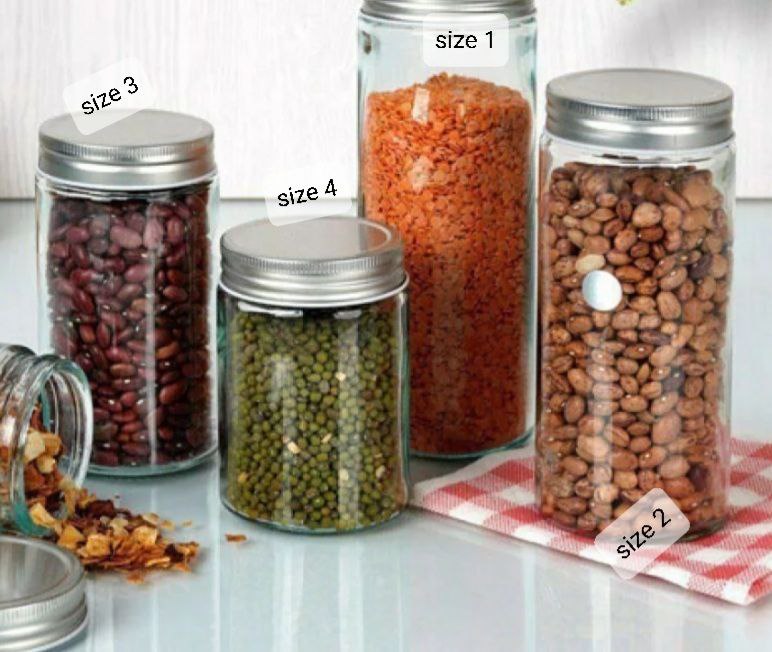 جار شیشه ای درب استیل