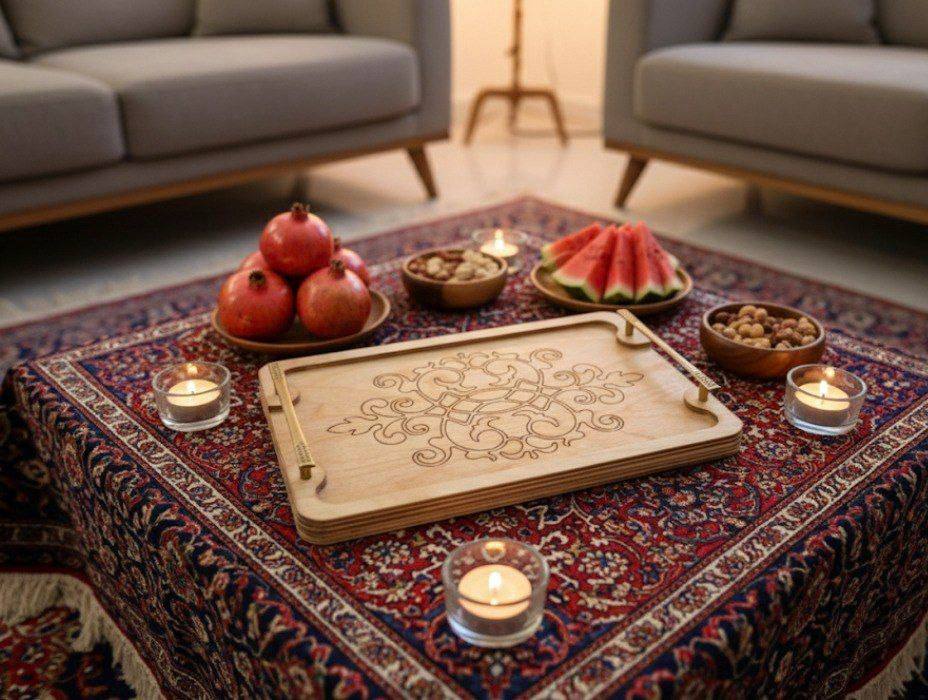 سینی چوبی طرح دار بهار